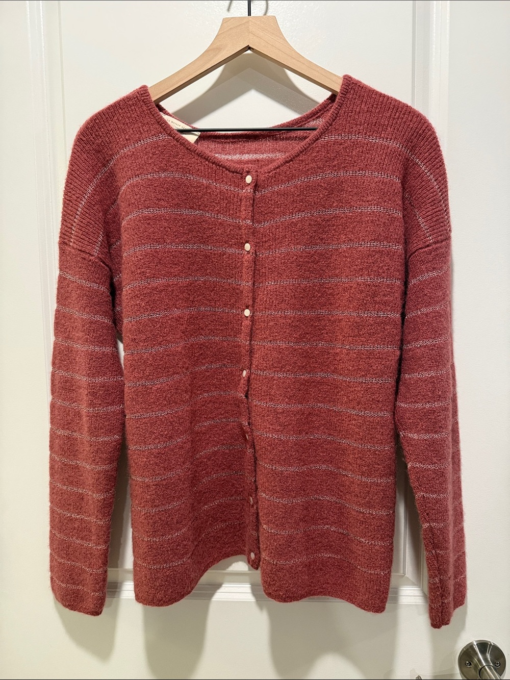 Sezane Gaspard Cardigan Dark Rosewood / Gold - Size XXL